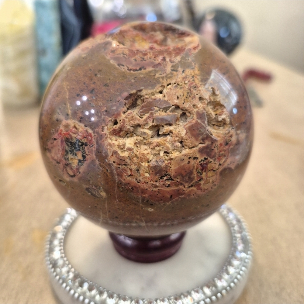 Natural Vesuvianite Geode Crystal Orb Sphere #6